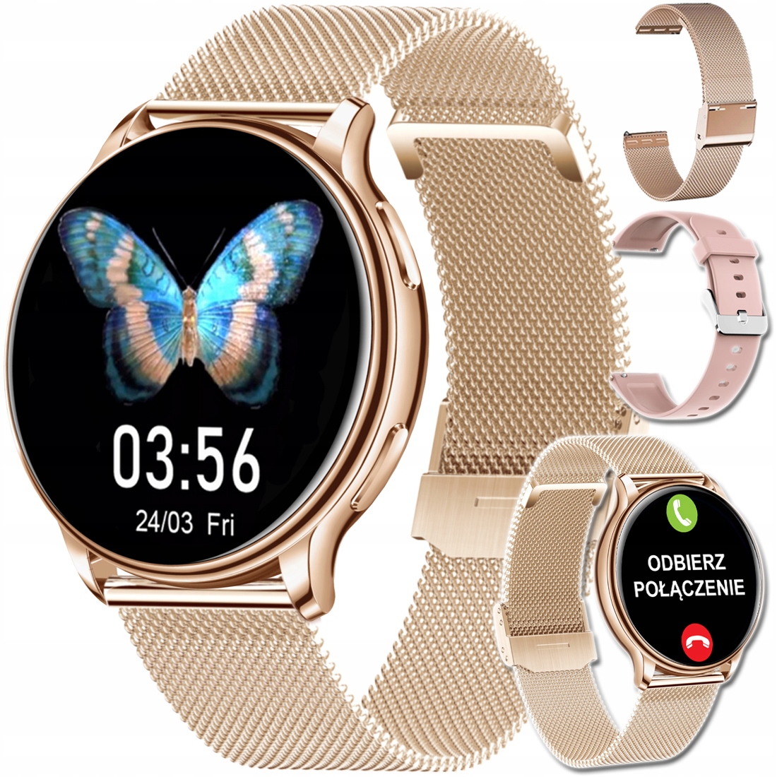 Inteligentné hodinky PZ Smart Rose Gold zlaté + 3 ďalšie produkty